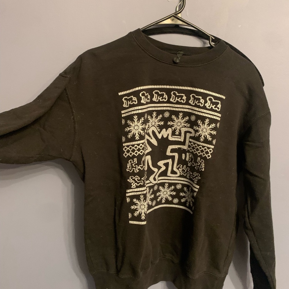 Black Graphic Sweater inspired by Keith Haring graffiti